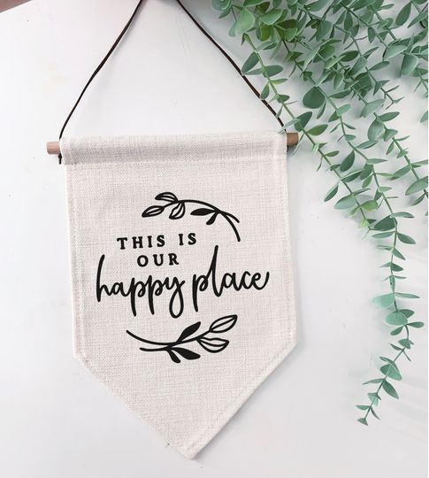 Discover This Is Our Happy Place Wall Flag  Hanging Pennant