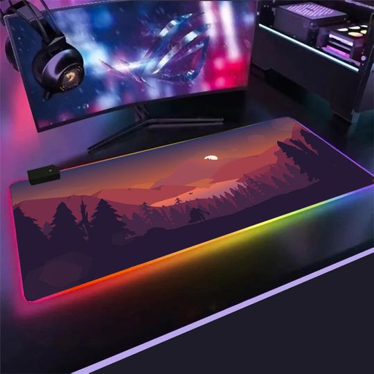 Discover LED Gaming Mouse Pad Anime Cartoon Sunset, RGB Light Gaming Mousepad