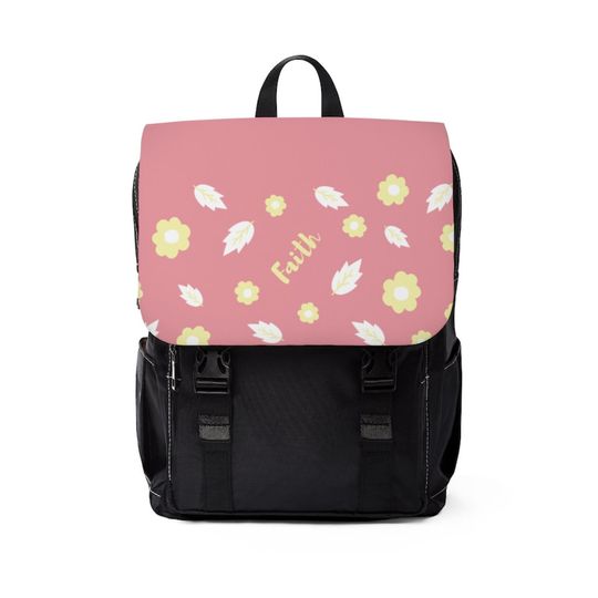 Discover Rose Pink Faith in God The Lord Believe Blessed Unisex Casual Shoulder Backpack