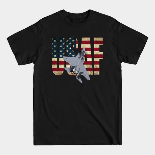 Discover US AIRFORCE F-15 EAGLE FIGHTER PLANE US FLAG - F 15 Eagle - T-Shirt