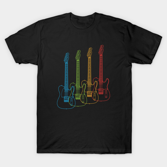 Discover Four T-Style Electric Guitar Outlines Multi Color - Electric Guitar - T-Shirt