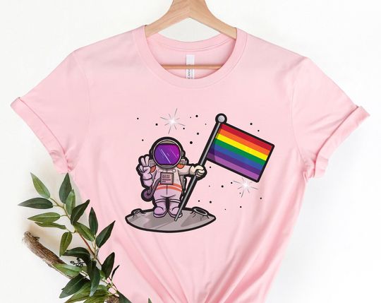 Discover Outer Space LGBT Astronaut Shirt - Rainbow Flag Space Design