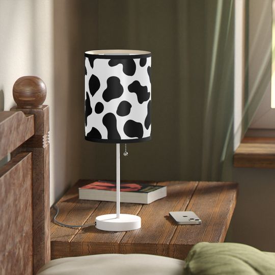 Discover Cow Print Lamp on a Stand, US|CA plug, home decor, home gifts, lamps gifts