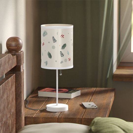 Discover Lamp on a Stand, US|CA plug I Nature Themed table lamp With Tree Leaf Pattern