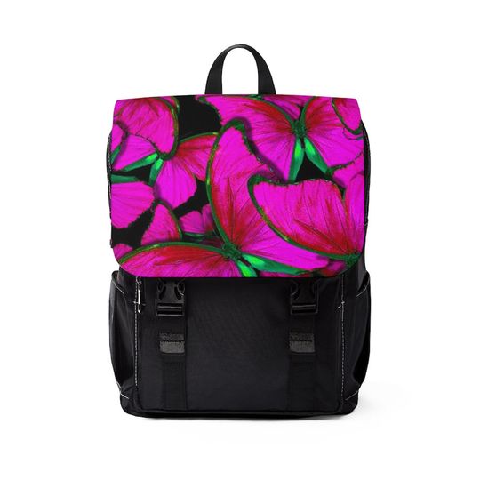 Discover Pink Butterfly Unisex Casual Shoulder Backpack