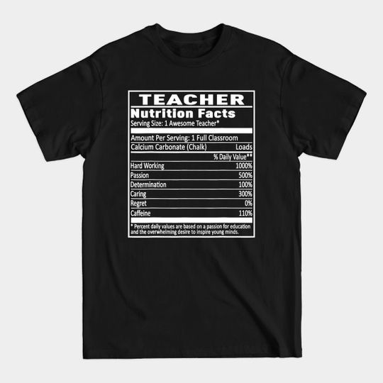 Discover Teacher Nutrition Facts Funny T-Shirt 5 Colors - Teacher - T-Shirt