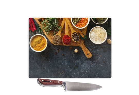 Discover Glass Worktop Saver Chopping Board Spice Pot Glass