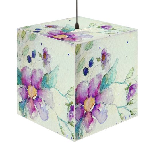Discover Original Contemporary Impressionism Flower Petals Watercolor Painting printed on a square cube Lamp