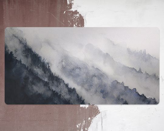 Discover Watercolor Mountain Fog Desk Mats