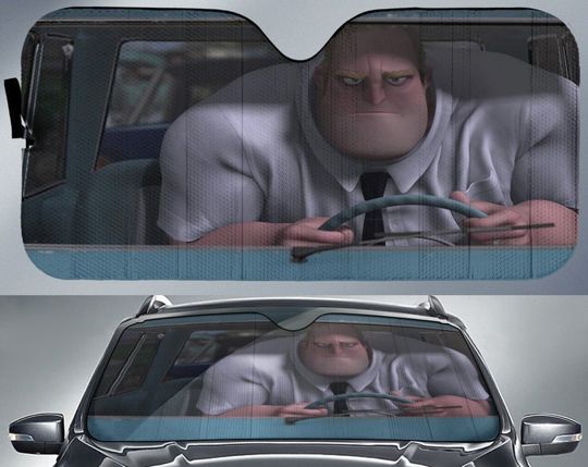 Discover Incredibile Cartoon Robert Bob Parr Mr Incredible In His Car Car Sun Shade  auto Accessories