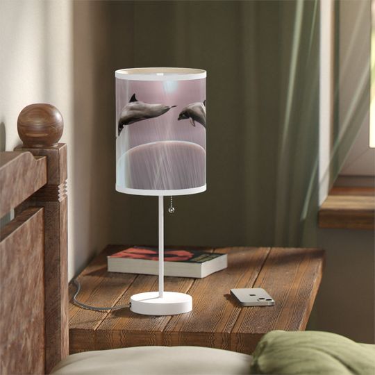 Discover Moon setting sun rising dolphins fantcy Lamp on a Stand, US|CA plug