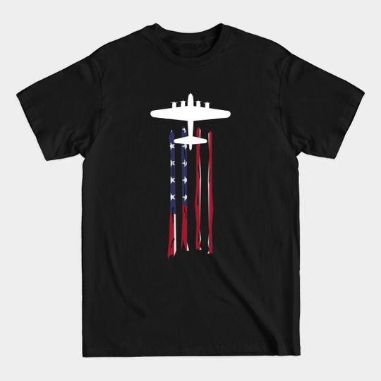 Discover B-17 Flying Fortress WW2 WWII Bomber Plane American Flag - B 17 Flying Fortress - T-Shirt