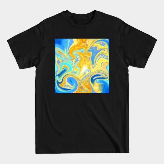 Discover Blue and Gold Marble Swirling Sky Abstract - Blue And Gold - T-Shirt