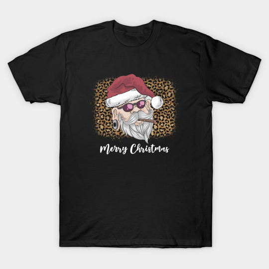 Discover Leopard Print Vintage 70s Santa Merry Christmas - Leopard Print Vintage 70s Santa Merry - T-Shirt