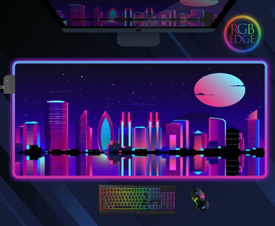 Discover Neon Tokyo City RGB Mousepad Led Desk