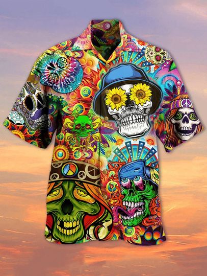 Discover Hippie Skull Unisex Hawaiian Shirt