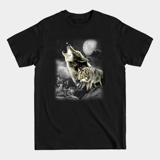 Discover Howling Wolves in full moon - Howling Wolves In Full Moon - T-Shirt