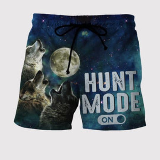 Discover Wolf Hunt Mode On Beach Shorts For Men