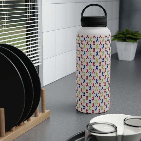 Discover Autism Stainless Steel Water Bottle, Handle Lid