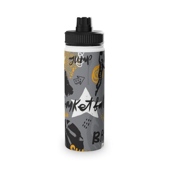 Discover Basketball Stainless Steel Water Bottle, Sports Lid