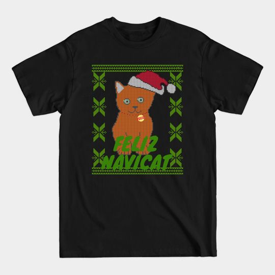 Discover Ginger Feliz Navidad Cat, Feliz Navicat! Cute Orange Cat Ugly Christmas Sweater - Ugly Christmas Sweater - T-Shirt