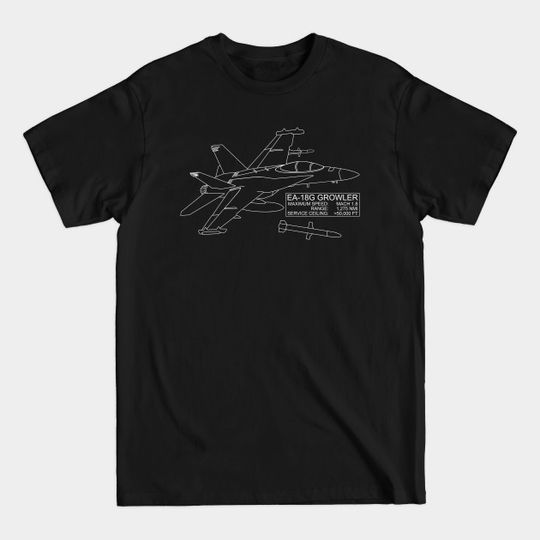 Discover EA-18G Growler Navy Jet Fighter Plane Blueprint - Ea 18g Growler - T-Shirt