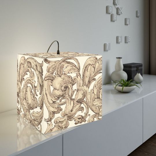 Discover Vintage Swirl Botanical Sketch Light Cube Lamp