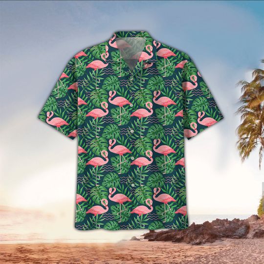 Discover Tropical Leaf & Flamingo Pattern Hawaiian Shirt