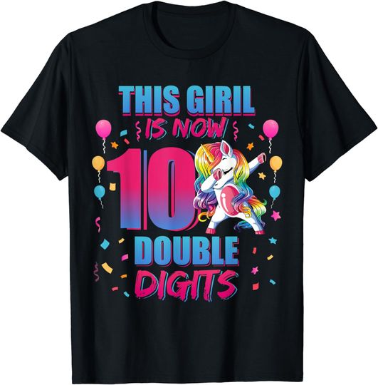 Discover This Girl Is Now 10 Double Digits Tie Dye 10th birthday T-Shirt