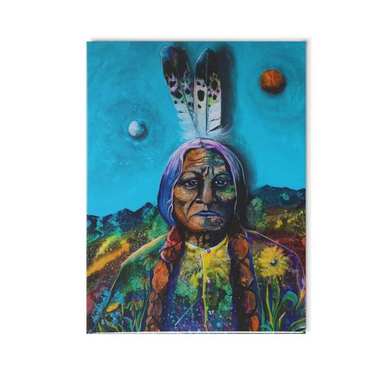 Discover Earth Moon and Sun Sitting Bull Ceramic Photo Tile