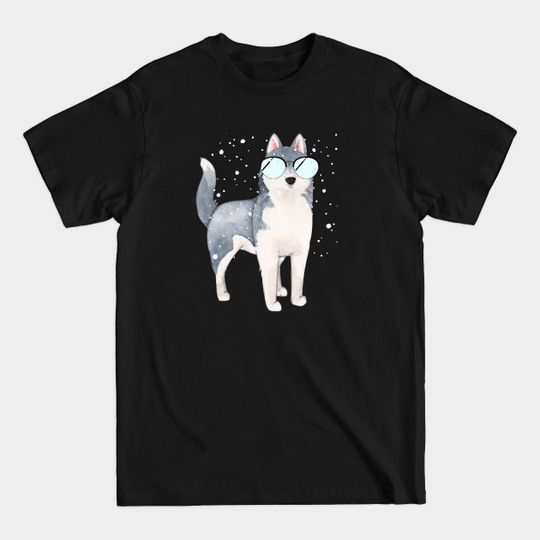 Discover Husky sled dog with windshield wiper glasses - Dog Sledding - T-Shirt