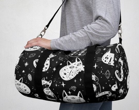 Discover Custom Boho Girls Duffel Bag - Cat Sugar Skull Design