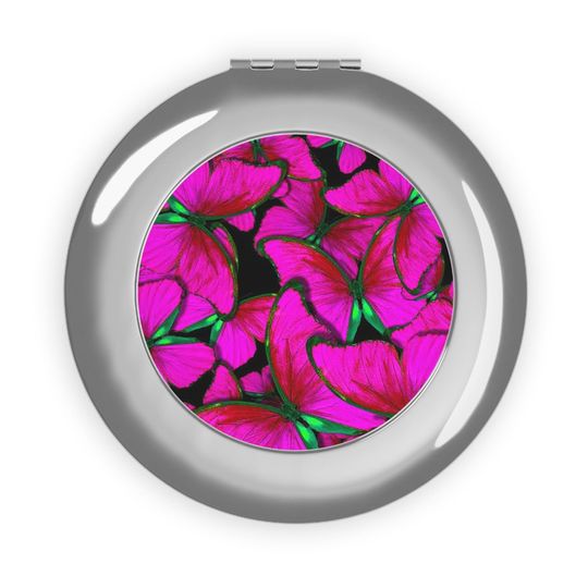 Discover Pink Butterfly Compact Travel Mirror