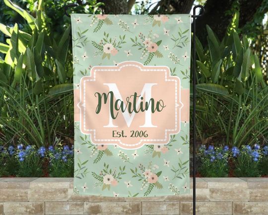 Discover Personalized Family Name Flag With Established , Floral Garden Flag
