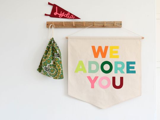 Discover We Adore You wall banner flag Felt nursery pennant flag Nursery art Banner for child's room Wall hanging