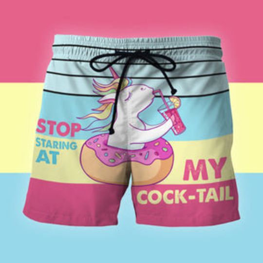 Discover Unicorn Starring At My Cocktail Beach Shorts