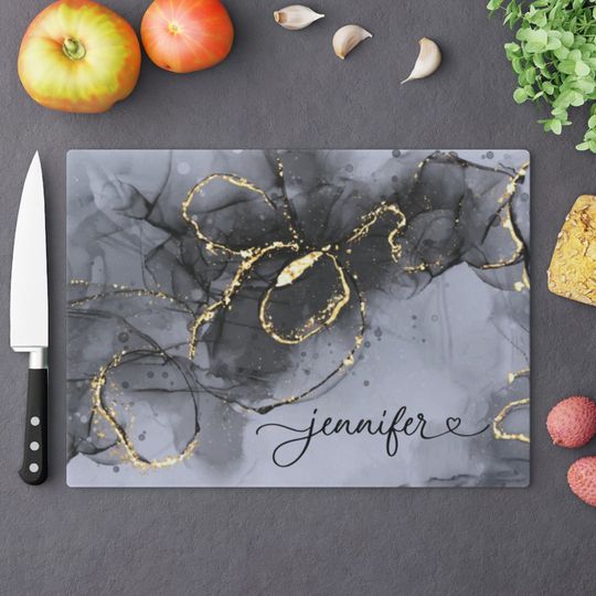 Discover Custom kitchen decor new apartment gift marble glass cutting board custom cutting board