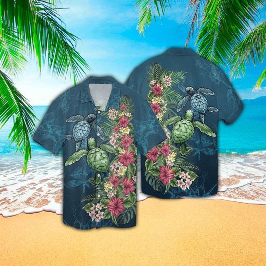 Discover Sea Turtle Tropical Flower Hawaiian Shirt