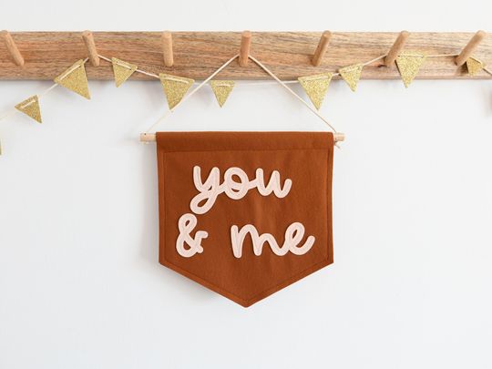 Discover You and me mini felt banner Nursery wall decor kids room flag Valentines Gift