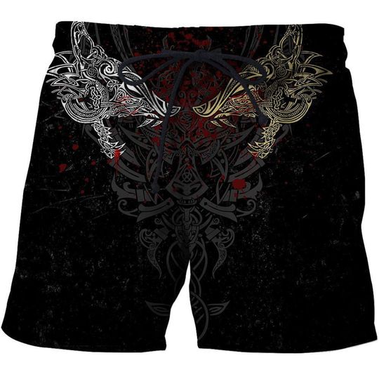 Discover Geki And Freki Viking Wolf III Tattoo Shorts For Men