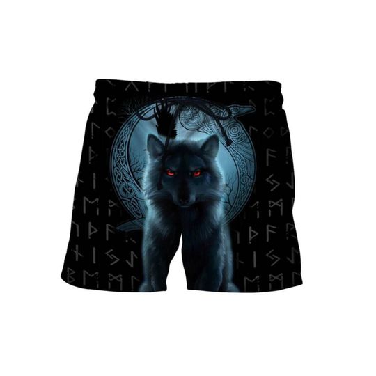 Discover Fenrir Viking Wolf And Moon Hawaiian Shorts For Men