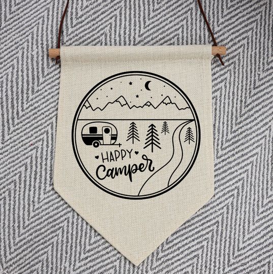 Discover HAPPY CAMPER Linen Hanging Pennant