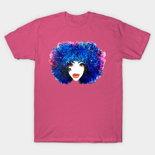 Discover Afro Blue Women Natural Curly Hair - Afro Hair - T-Shirt