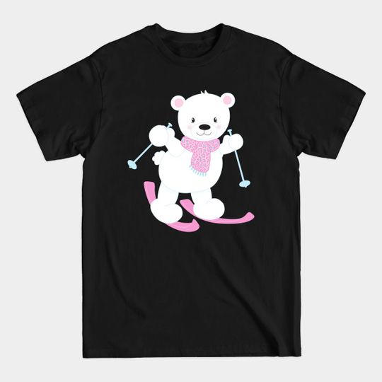 Discover Cute Skiing Polar Bear Graphic T-Shirt