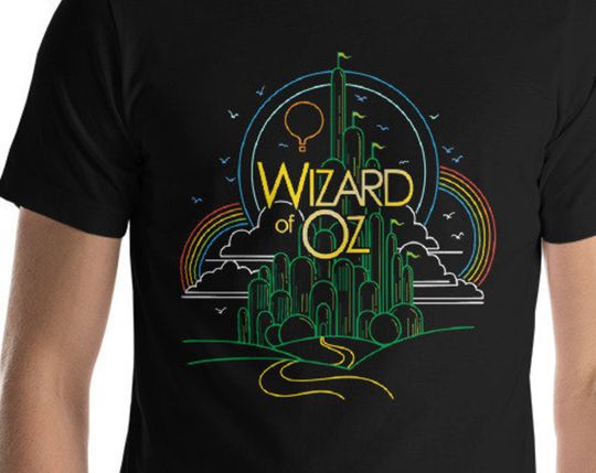 Discover Wizard of Oz, Line Drawing of Emerald City, Short-Sleeve T-Shirt