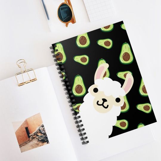 Discover Spiral Notebook - Ruled Line, Llama and Avocado Lined Notebook, Cute Notebooks