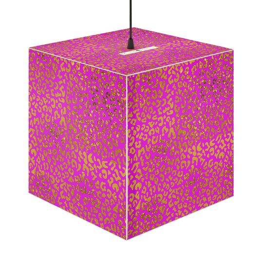 Discover Fuchsia Pink and Gold Leopard Light Cube Lamp