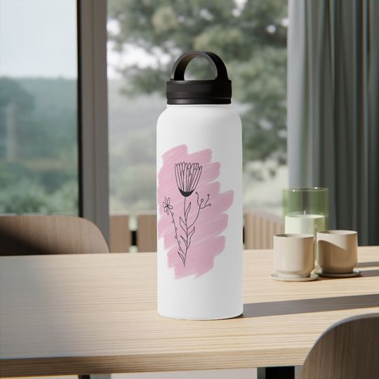 Discover Stainless Steel Water Bottle, Handle Lid, Wild Flower Water Bottle, Gift For Mom, Gift For Friend, Wild Flower Gift