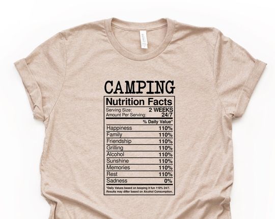 Discover Fun Camping Tee, Funny Camping Nutrition Facts Shirt