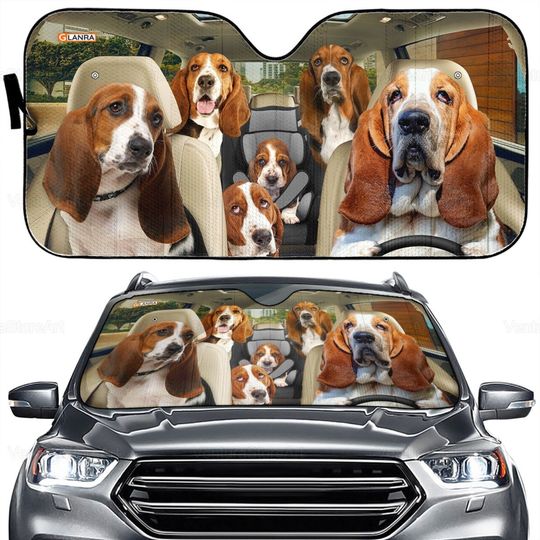 Discover Basset Hound Family Car Sun Shade